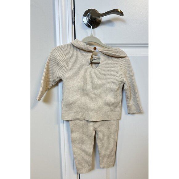 NORDSTROM Collared Sweater & Leggings Set in Oatmeal Size 3 Months - Picture 4 of 4